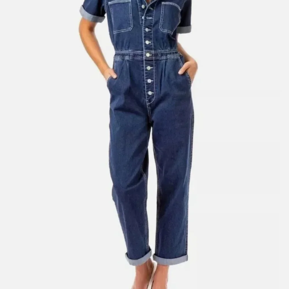 Jordache Vintage Women's Denim Coverall Jumpsuit - Size XL/ XG - Picture 4 of 6